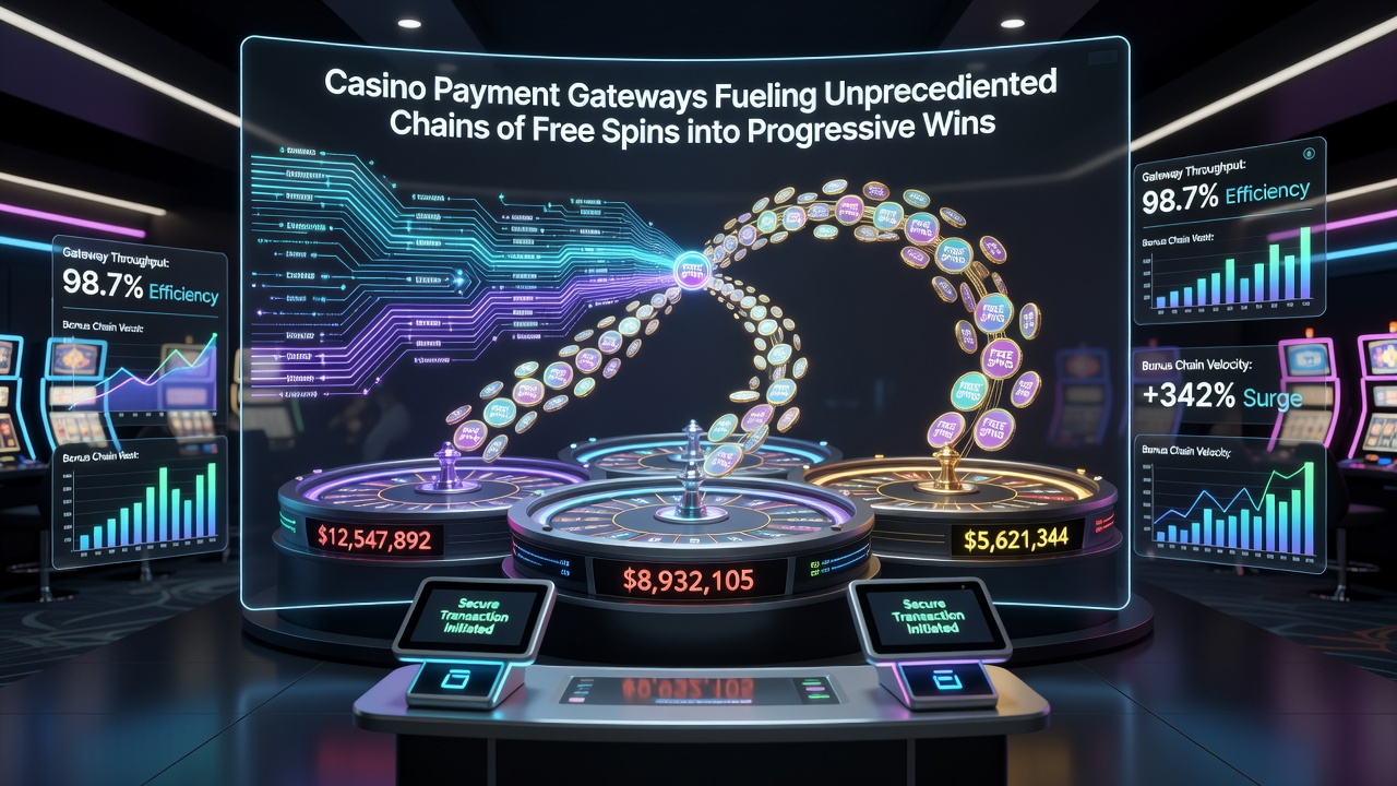 Progressive jackpot screen displaying accumulating wins linked to rapid payment processing and free spin sequences