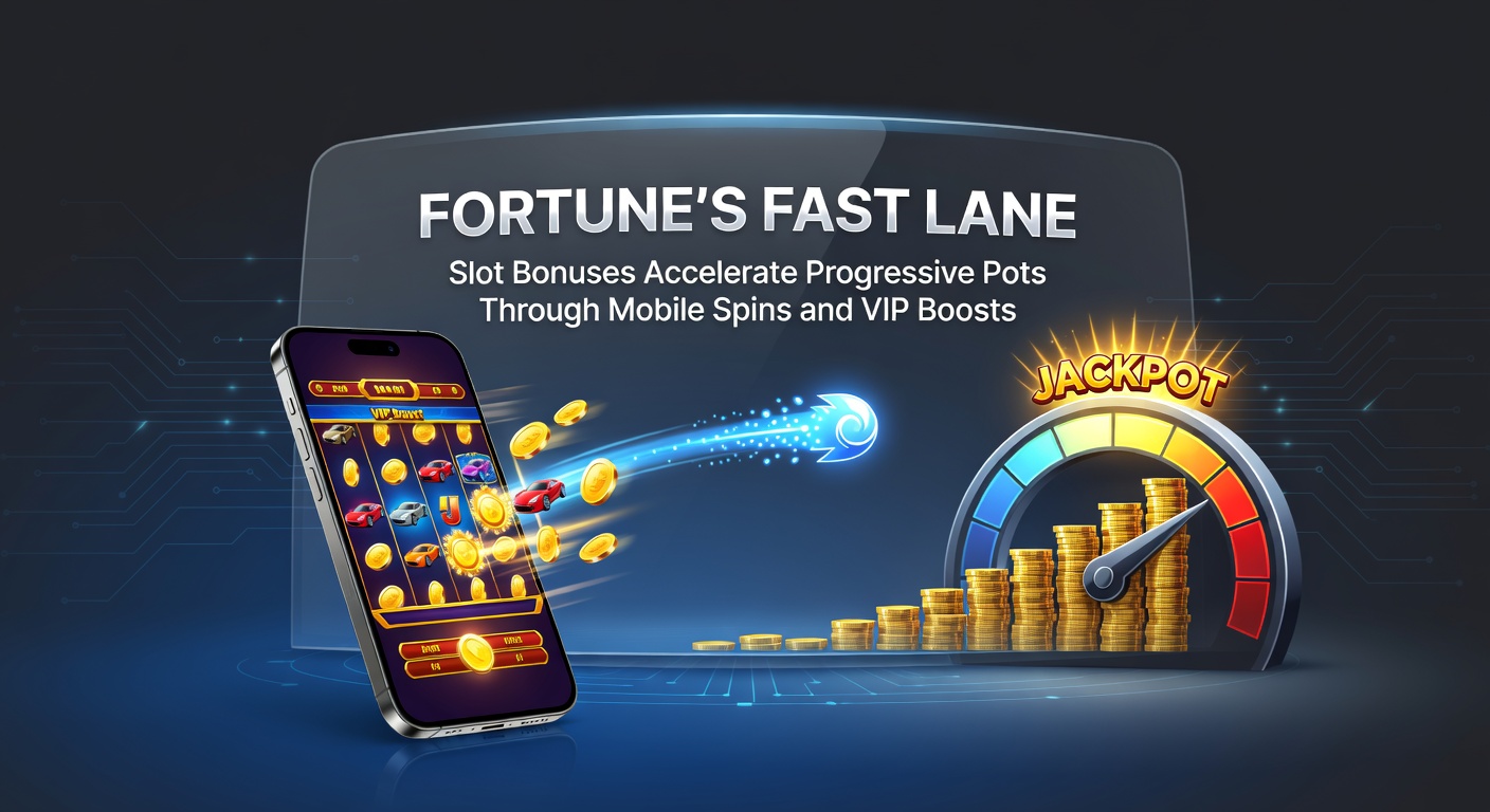 Dynamic graphic of a VIP player unlocking tiered bonuses on a progressive slot, with jackpot meter exploding amid golden coins and mobile phone interface