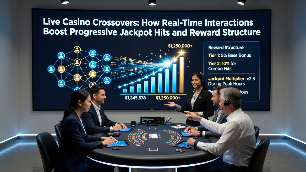 Players engaging with live dealer during a progressive jackpot bonus round on hybrid slot tables