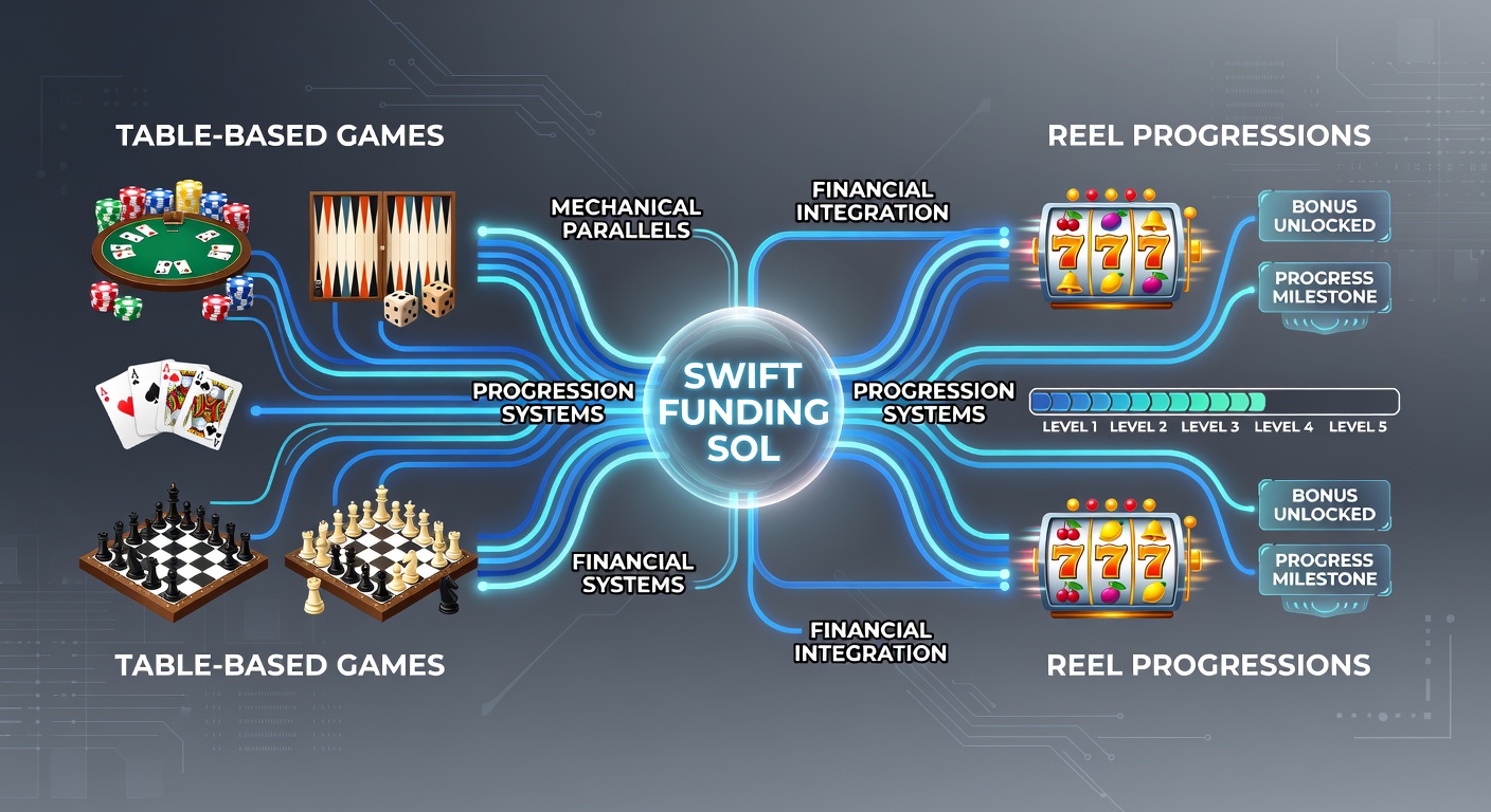 Illustration of payment flow linking table games to progressive slot networks and VIP benefits