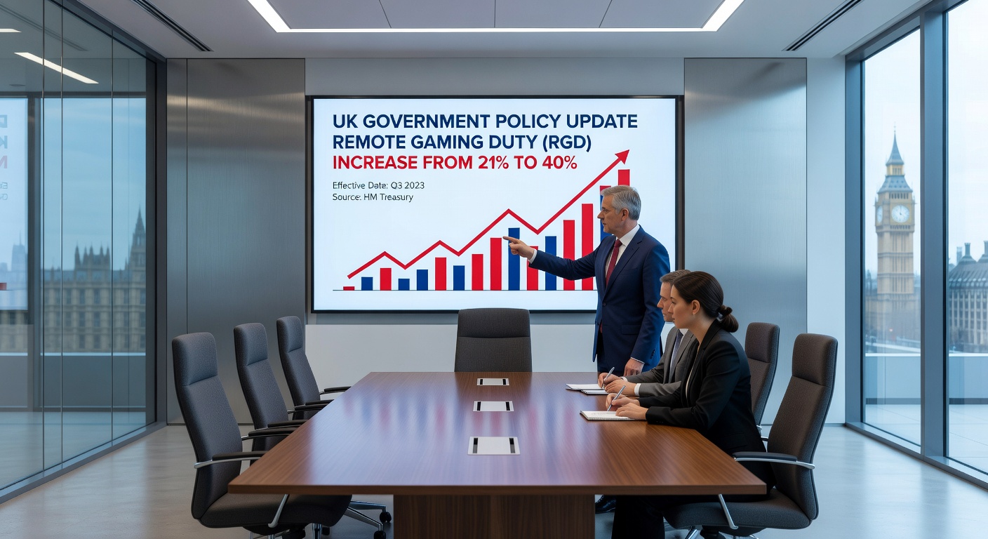 Graph showing stake limit reductions and player protection metrics rising under new UKGC online slots regulations, with icons for age groups and banned features